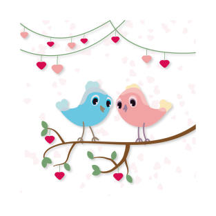 Love birds sitting on tree branch T-Shirt