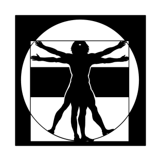 Vitruvian Man - Original Logo Banner Sigil - Dark Design for Light Backgrounds T-Shirt