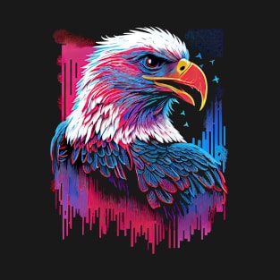 Synthwave Retrowave American Bald Eagle Retro Graphic T-Shirt