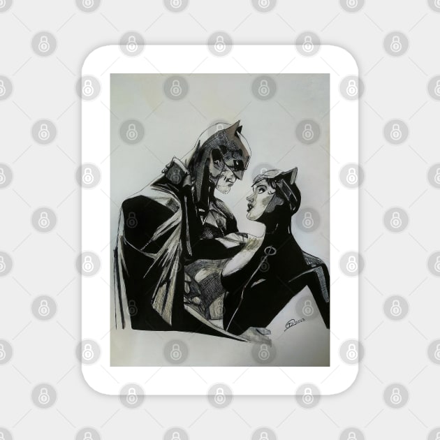 Batman and Catwoman Fanart Magnet by Headbanger Haven