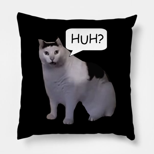 Huh Cat Meme Pillow by LaroyaloTees