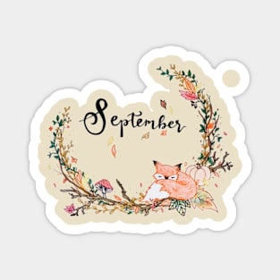 september fall wreath border Magnet