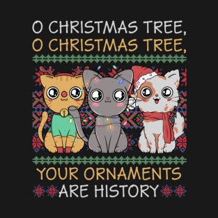 Vintage Cats Christmas Shirt Funny Ornaments Pajama Family T-Shirt