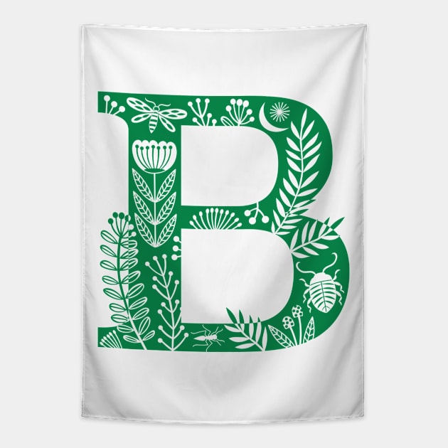 Letter B bright green Tapestry by Maggiemagoo Designs