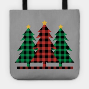 Buffalo Plaid Christmas Trees Tote