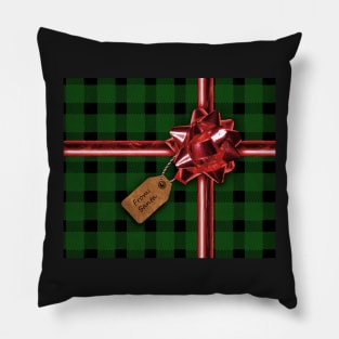 Christmas Gift in green buffalo plaid Pillow