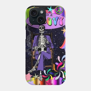 Dead & Groovy Psychedelic Colorful Space Skeleton Graphic Phone Case