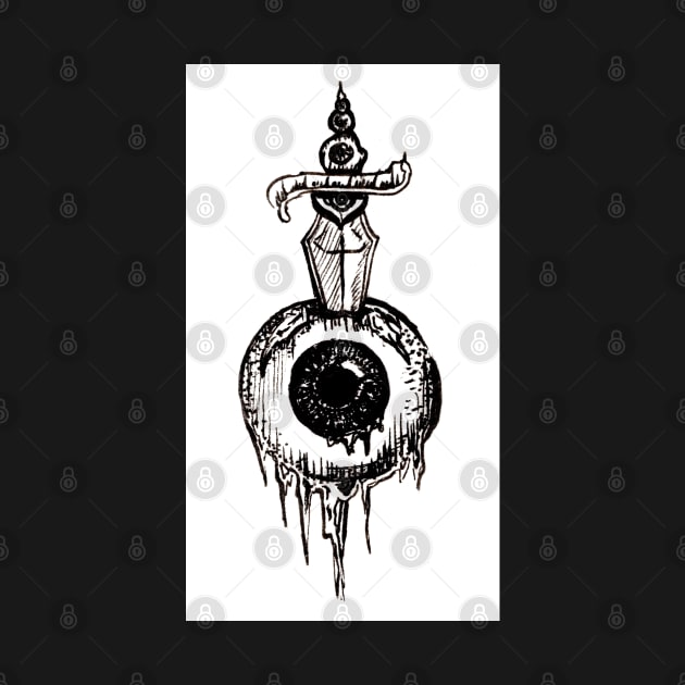 Eyeball, punk pen and ink design , tattoo inspired by IrenesGoodies