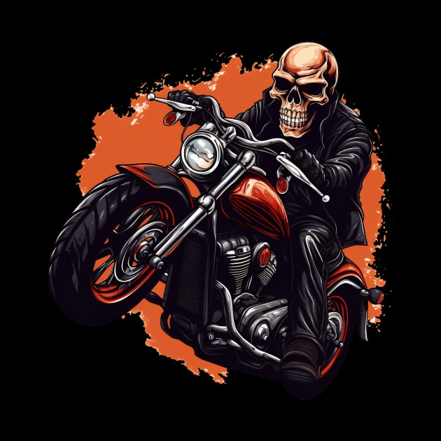 skull riding a motorcycle by javierparra