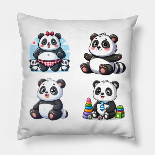 Panda Zen Garden - Tranquil Art for Peaceful Souls Pillow by Teeport