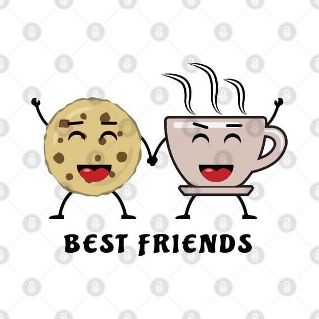 Best Friends - Cookie And Coffee - Funny Character Illustration by DesignWood Atelier