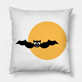 Cartoon bat with vampire teeth flying Pillow