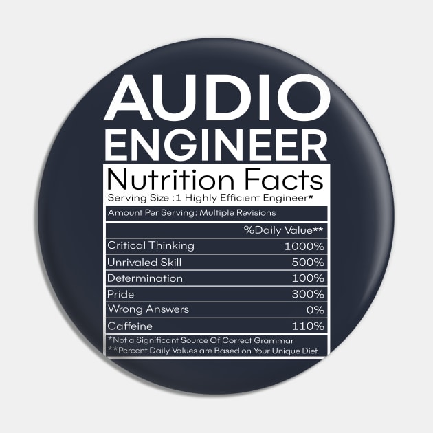 Audio Engineer Nutrition Facts Pin by Stellart