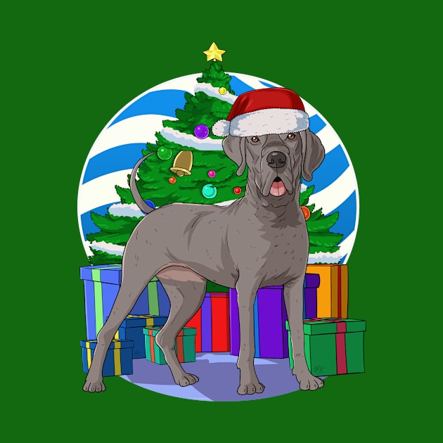 Great Dane Cute Santa Christmas Gift by Noseking