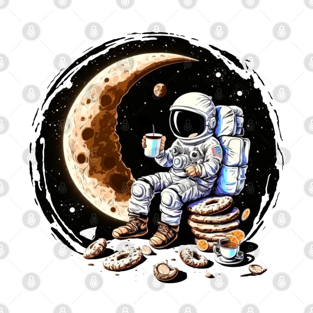 Astronaut Drinking Coffee on the Moon #2 by Chromatic Fusion Studio