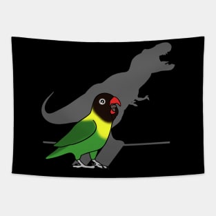 T-Rex Shadow Black Masked Green Lovebird Tapestry