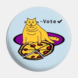 Chonk Cat with Pizza says Vote Pin