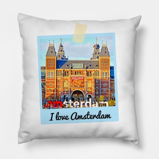 I love Amsterdam, Netherlands Pillow by zzzozzo