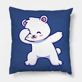 Cute Polar Bear Dabbing Cartoon Pillow