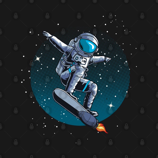 Astronaut skateboarding in space by Danemilin