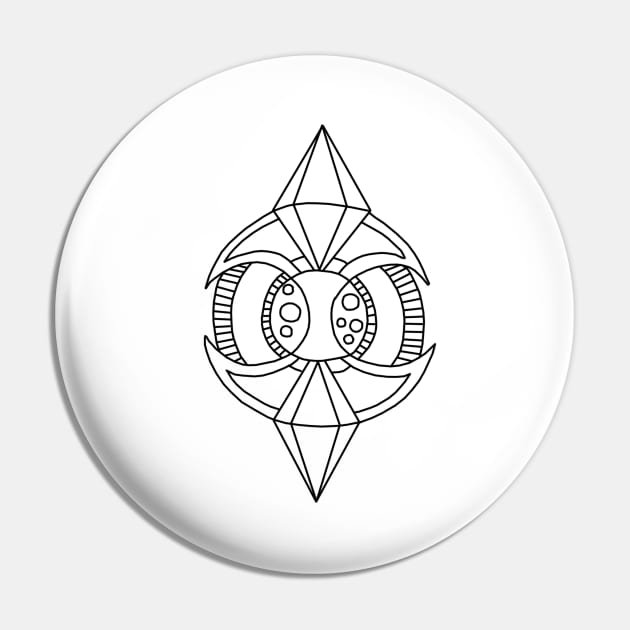 Sharp Gems Fantasy Mandala Design Pin by tanglednonsense