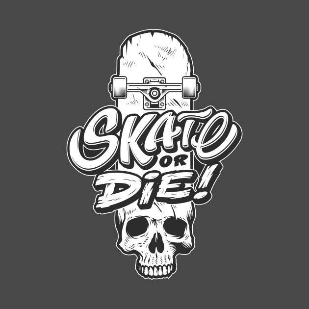 Skate or Die Skateboard Skull by Weird Banana