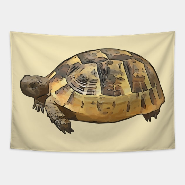 Side View of A Young Wild Tortoise Cartoon Cut Out Tapestry by taiche