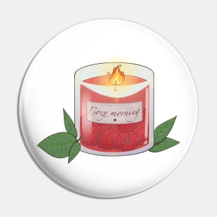 Cozy morning raspberry scented candle Pin