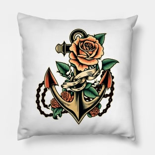 Anchor with Rose old school tattoo Pillow