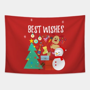Best Wishes Christmas Party Reindeer Snowman Gifts Tapestry
