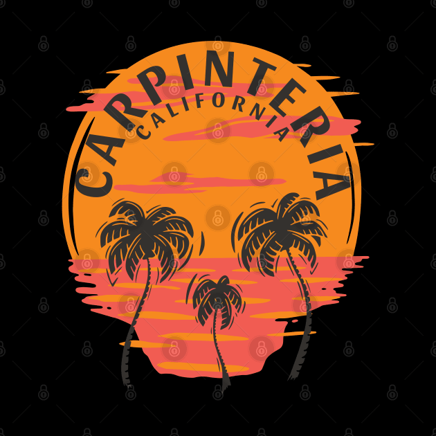 Carpinteria California Sunset Skull and Palm Trees by Eureka Shirts