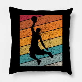 Basketball Slam Dunk 2 Outdoor Sports Retro Sunset Design Pillow