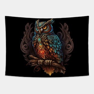 Owl on branch Tapestry