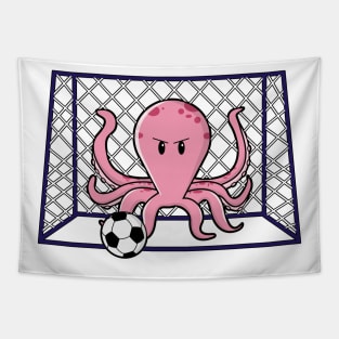 Octopus as Goalkeeper with Soccer ball Tapestry