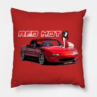 Red Miata MX-5 with anime girl Pillow