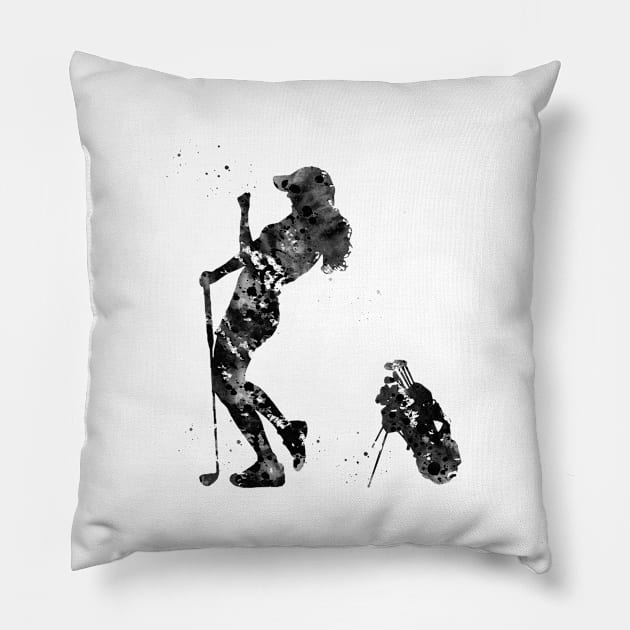 Girl golfer Pillow by erzebeth