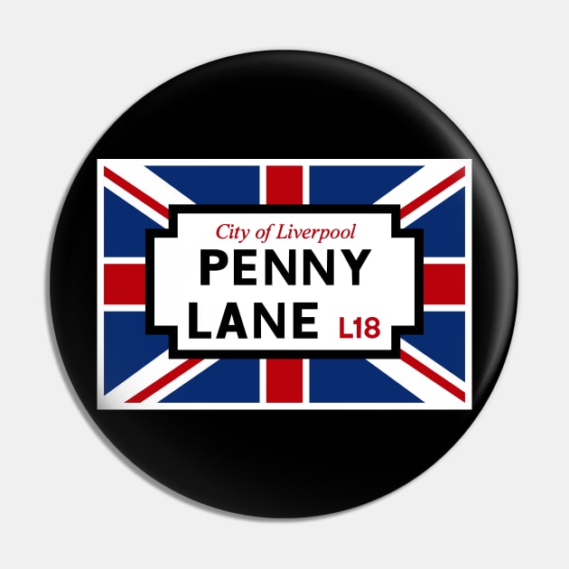 Penny Lane Street Sign and Union Jack Flag Pin by TwistedCharm