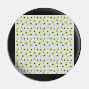 Loose Sunflower Pattern with a light blue background Pin