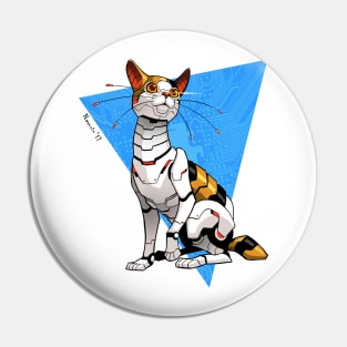 Cyborg Bobtail Cat Pin