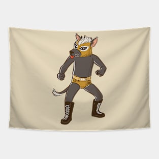 Funny Mexican Dog Luchador Wrestler Sketch Drawing Tapestry