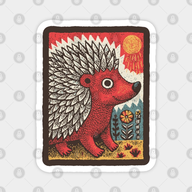 Fiery Hedgehog Spirit | Autumn Forest Creature Magnet by TuncGK