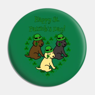 Cute and Happy St. Patrick's Day Labrador Puppies Pin