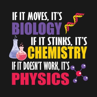 If It Moves It's Biology If It Stinks It's Chemistry If It Doesn't Work It's Physics T-Shirt