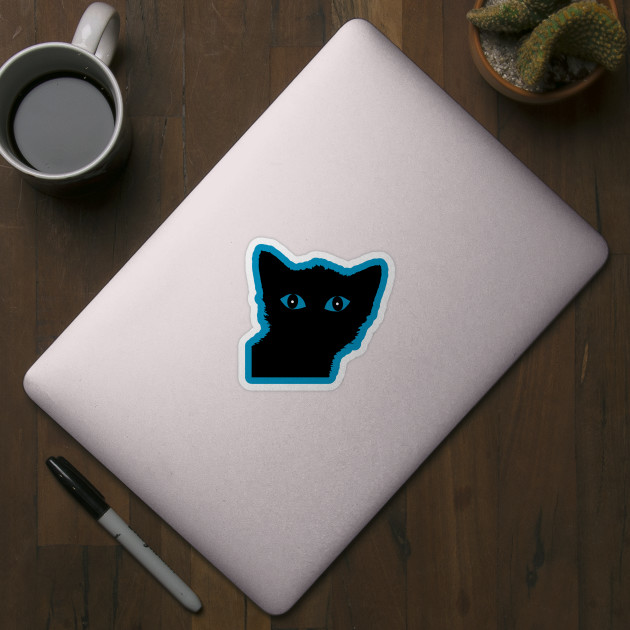 BLACK CAT WITH BLUE EYES - Black Cat - Sticker