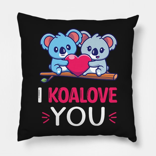 I Koalove You Funny Valentine's Day Saying - Cute Koala Couples Valentine's Day Gift Pillow by WassilArt