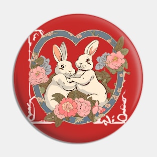 Rabbit Bunny in Love Combating Fight Couple Love Martial Arts Fighter Pin