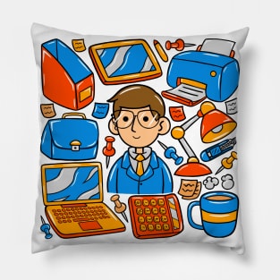 Businessman Kawaii Doodle Pillow