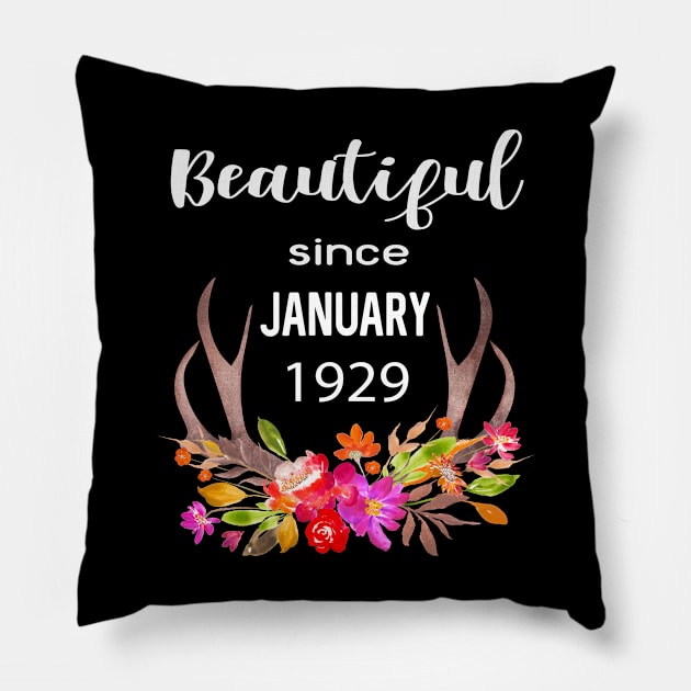 Deer Antler Elk Hunting Flower Horn Beautiful Since January 1929 Pillow by familycuteycom