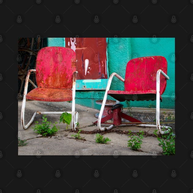 Rusty Red Pair Two Old Metal Chairs photograph by art64