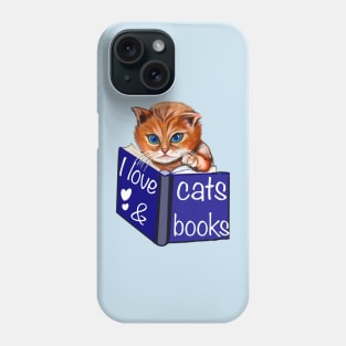 I love cats and books- blue eyed Kitten reading a book. Book Reading themed gifts for lovers of cats and books Phone Case